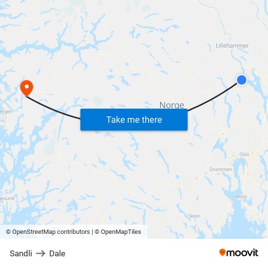 Sandli to Dale map