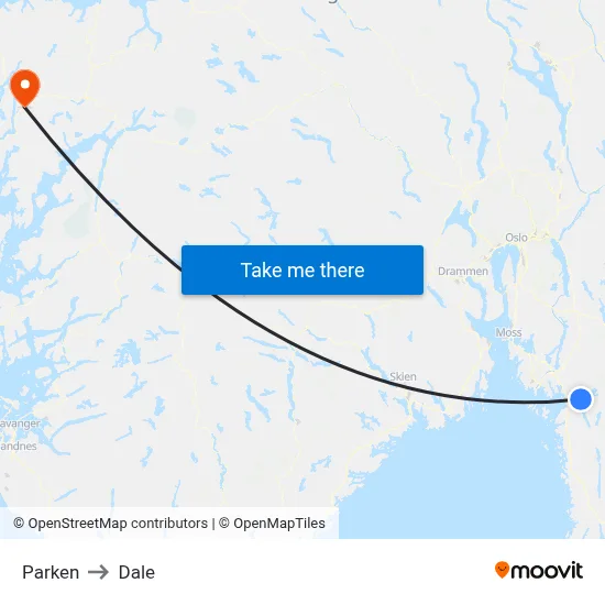 Parken to Dale map