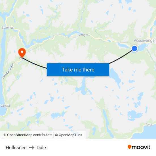 Hellesnes to Dale map