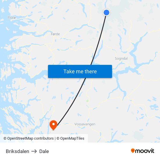 Briksdalen to Dale map