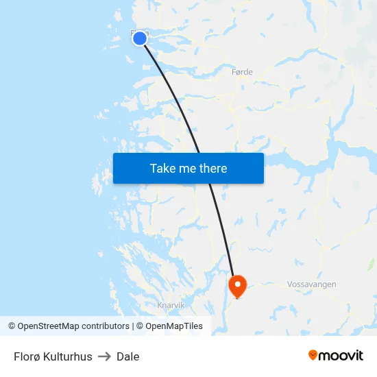 Florø Kulturhus to Dale map
