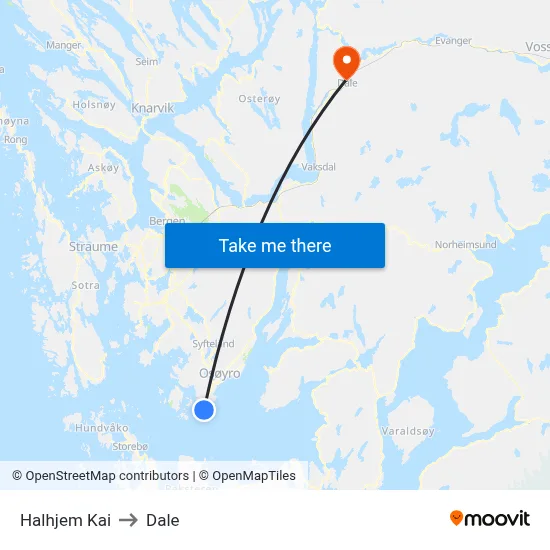 Halhjem Kai to Dale map