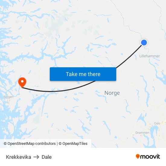 Krekkevika to Dale map