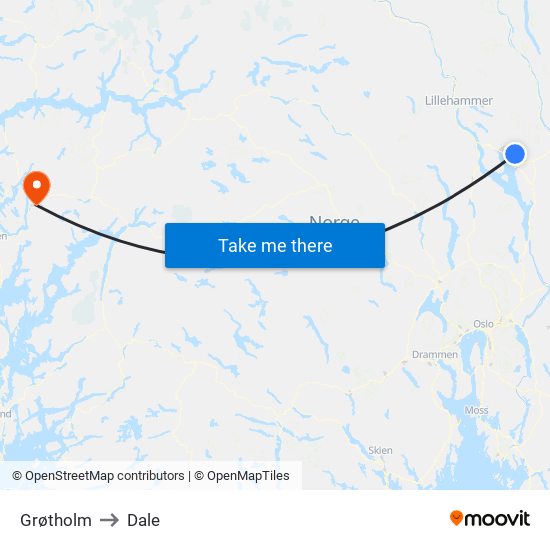 Grøtholm to Dale map