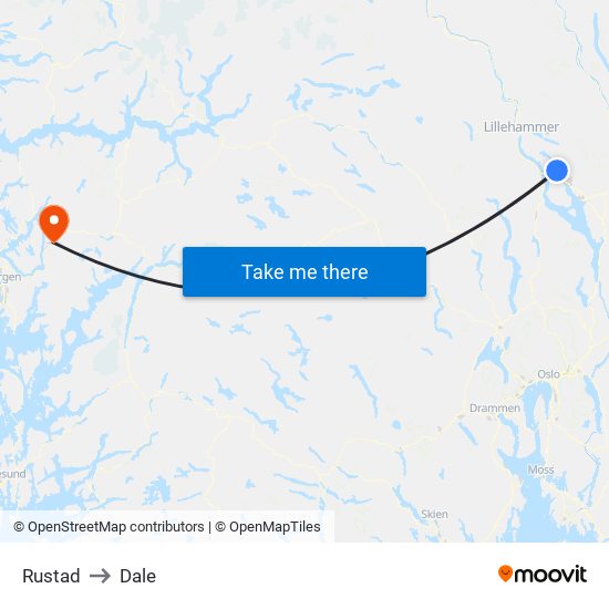 Rustad to Dale map