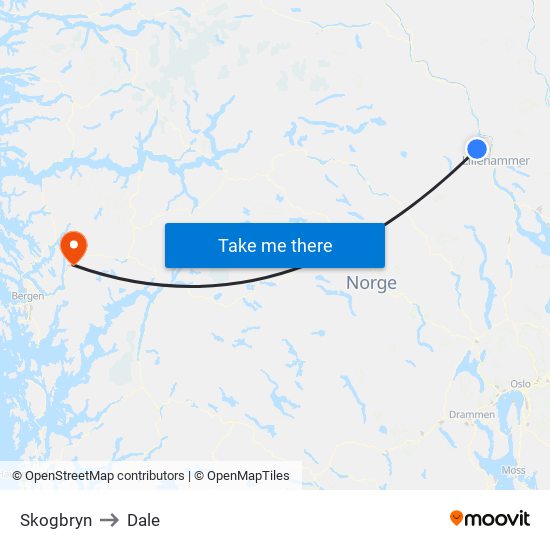 Skogbryn to Dale map