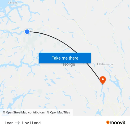 Loen to Hov i Land map