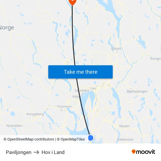 Paviljongen to Hov i Land map