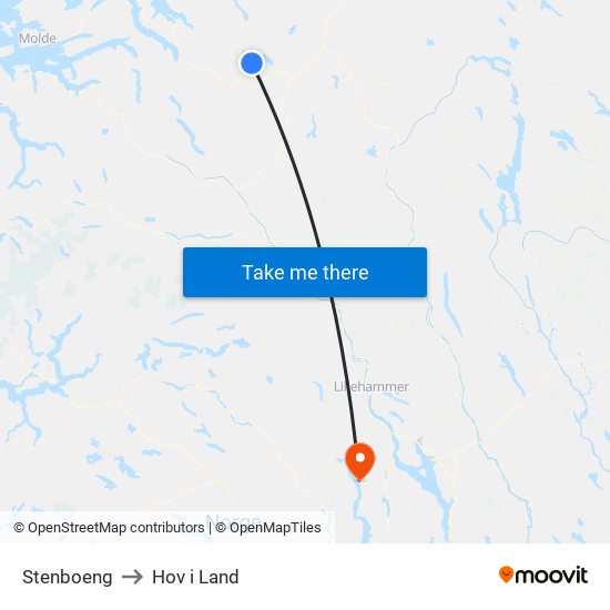 Stenboeng to Hov i Land map