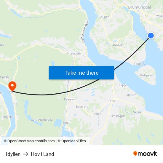 Idyllen to Hov i Land map