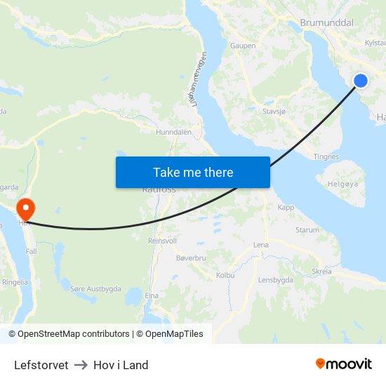 Lefstorvet to Hov i Land map