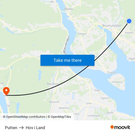 Putten to Hov i Land map