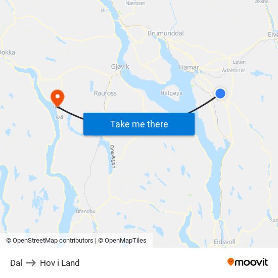 Dal to Hov i Land map