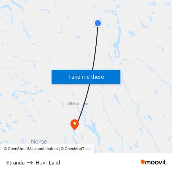 Stranda to Hov i Land map