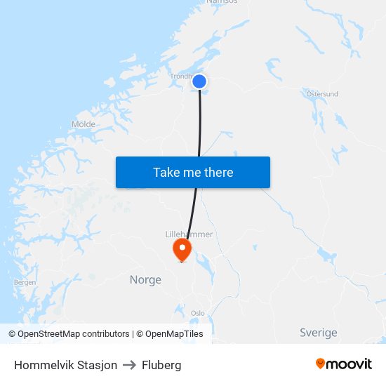 Hommelvik Stasjon to Fluberg map