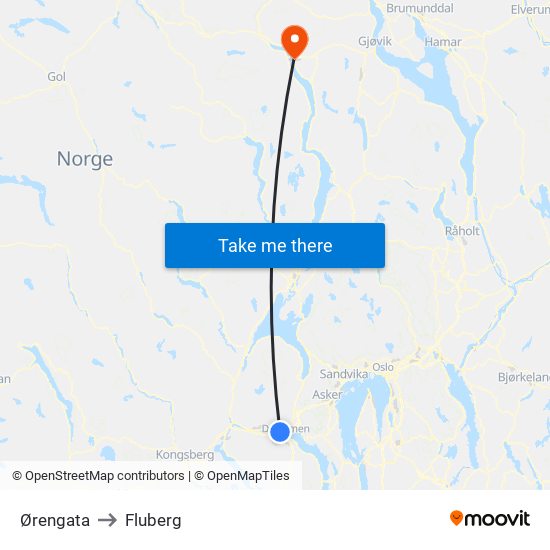 Ørengata to Fluberg map