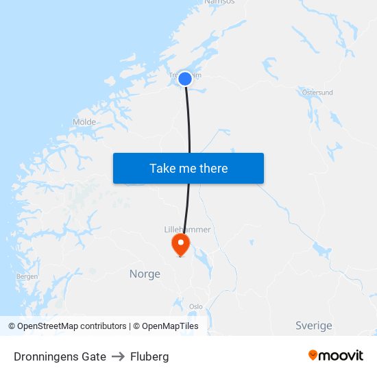 Dronningens Gate to Fluberg map