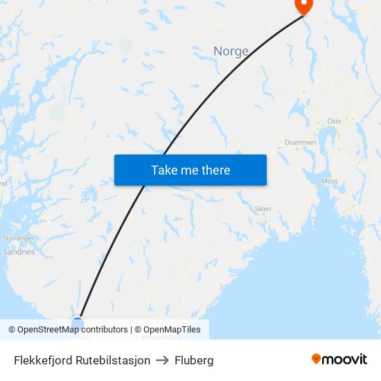 Flekkefjord Rutebilstasjon to Fluberg map