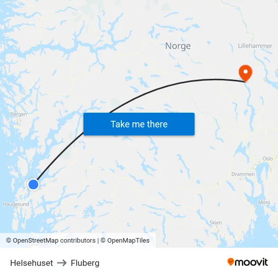 Helsehuset to Fluberg map