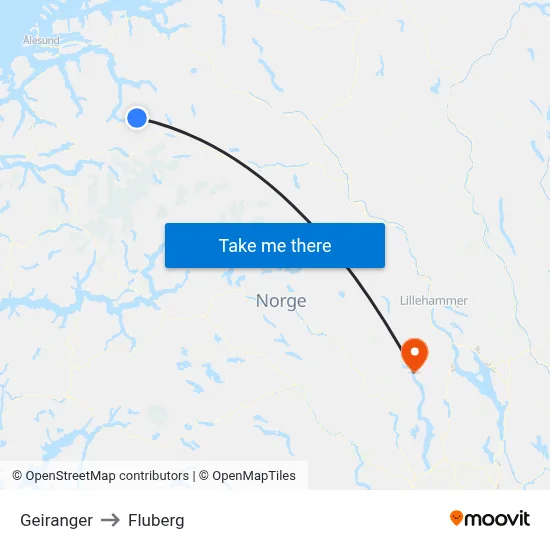 Geiranger to Fluberg map