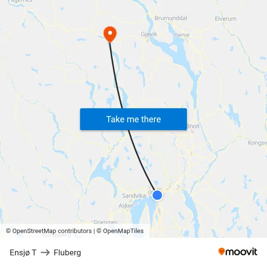 Ensjø T to Fluberg map