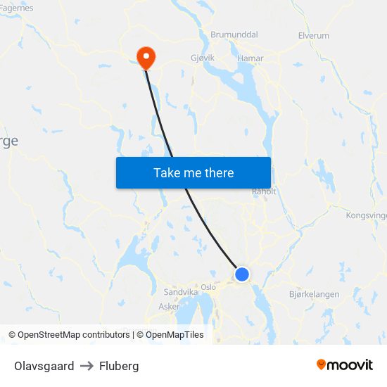 Olavsgaard to Fluberg map