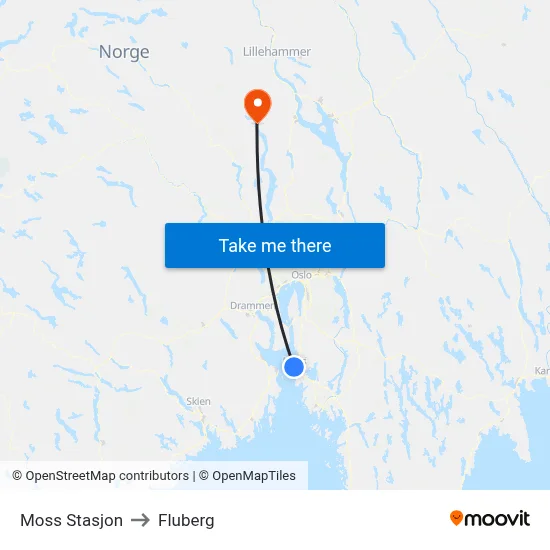 Moss Stasjon to Fluberg map