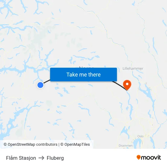 Flåm Stasjon to Fluberg map