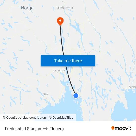 Fredrikstad Stasjon to Fluberg map
