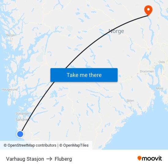 Varhaug Stasjon to Fluberg map