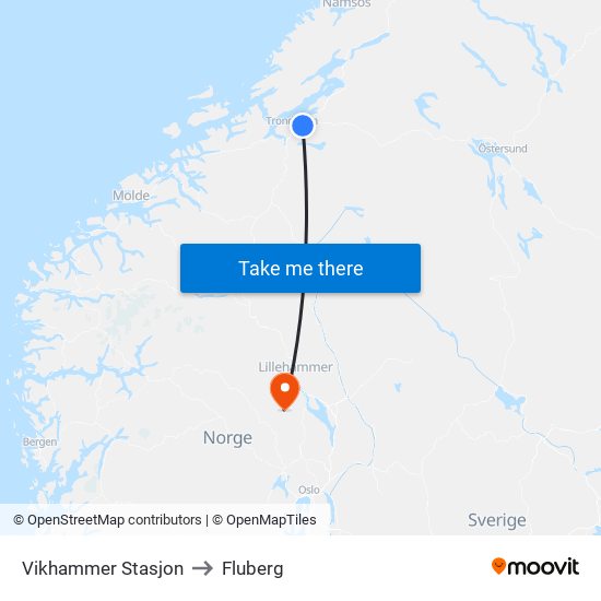 Vikhammer Stasjon to Fluberg map