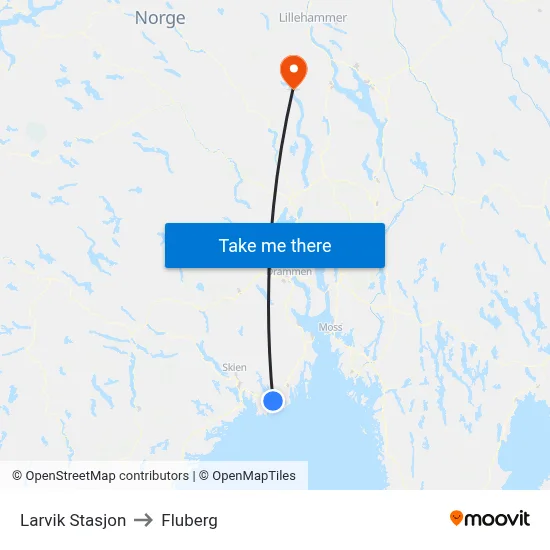 Larvik Stasjon to Fluberg map