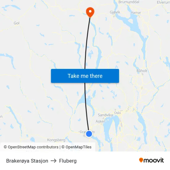 Brakerøya Stasjon to Fluberg map