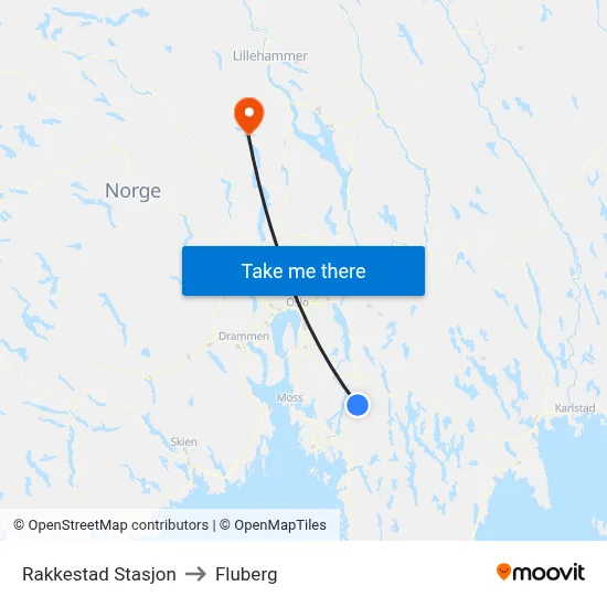 Rakkestad Stasjon to Fluberg map