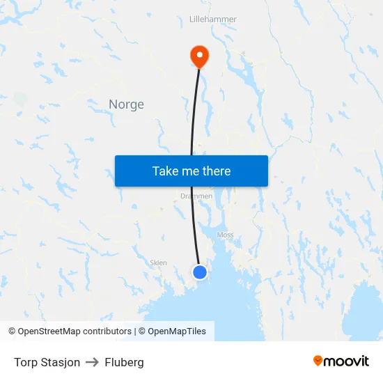 Torp Stasjon to Fluberg map
