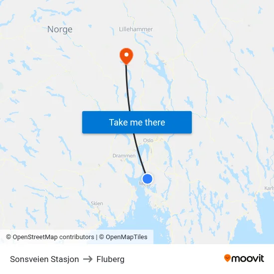 Sonsveien Stasjon to Fluberg map
