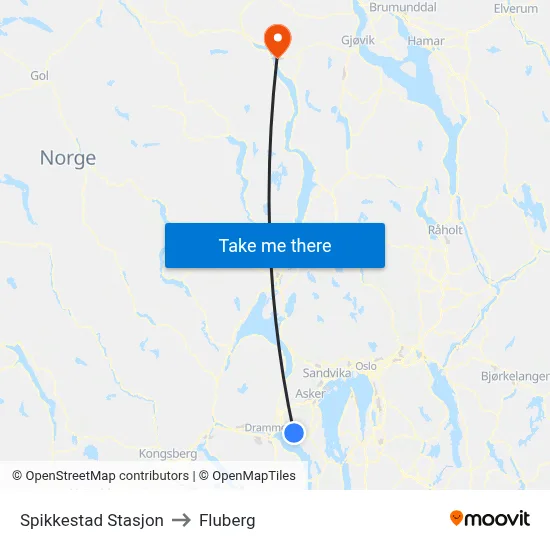 Spikkestad Stasjon to Fluberg map