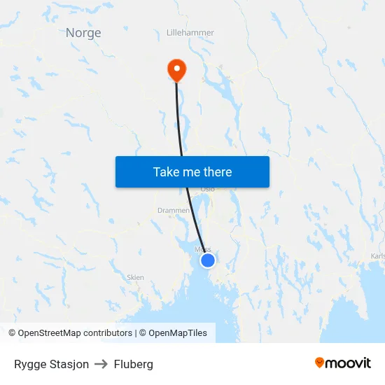 Rygge Stasjon to Fluberg map