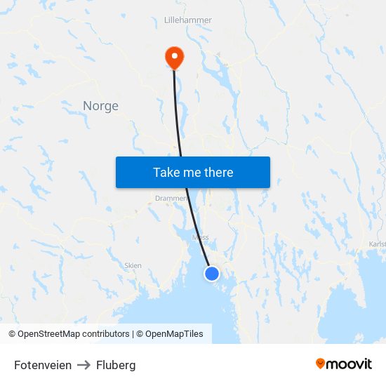 Fotenveien to Fluberg map