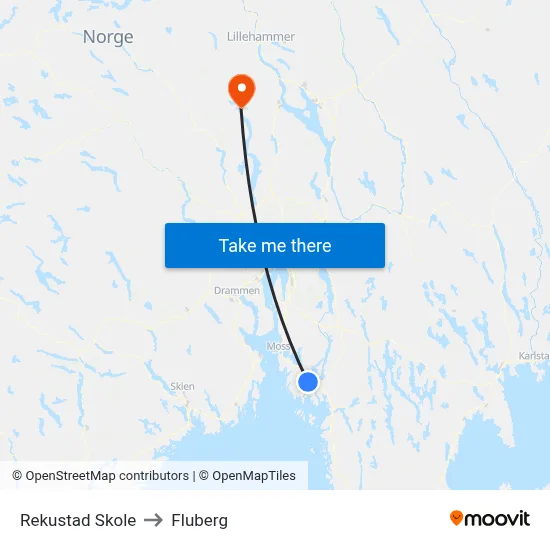 Rekustad Skole to Fluberg map
