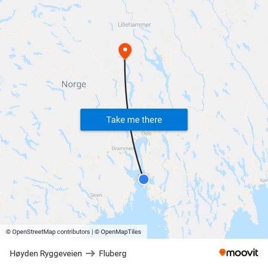 Høyden Ryggeveien to Fluberg map