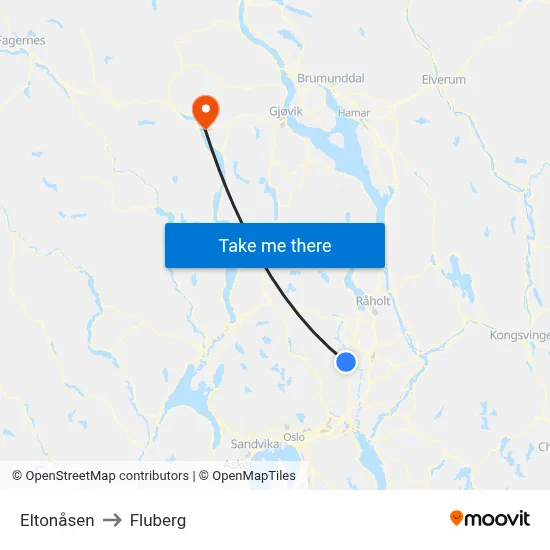 Eltonåsen to Fluberg map