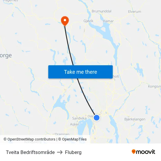 Tveita Bedriftsområde to Fluberg map