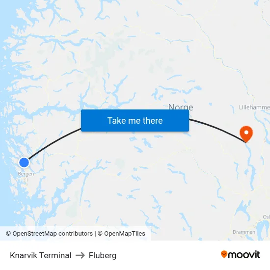 Knarvik Terminal to Fluberg map