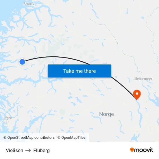 Vieåsen to Fluberg map
