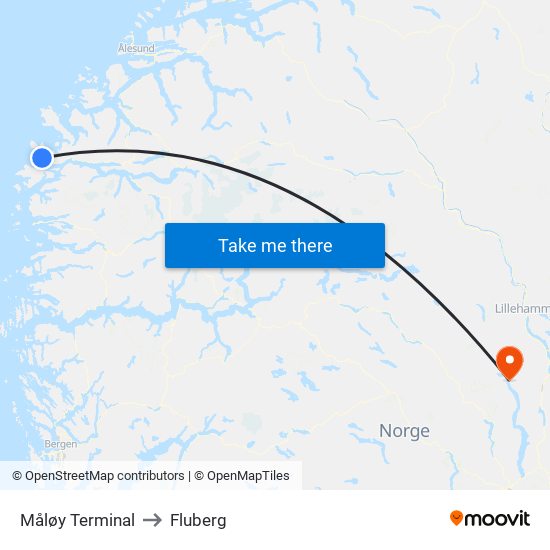 Måløy Terminal to Fluberg map