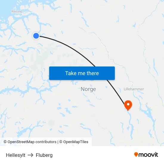 Hellesylt to Fluberg map