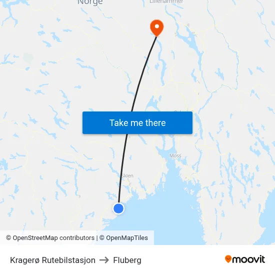 Kragerø Rutebilstasjon to Fluberg map