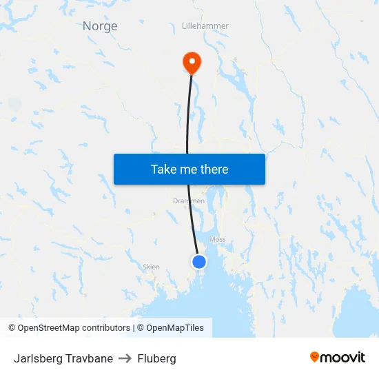 Jarlsberg Travbane to Fluberg map