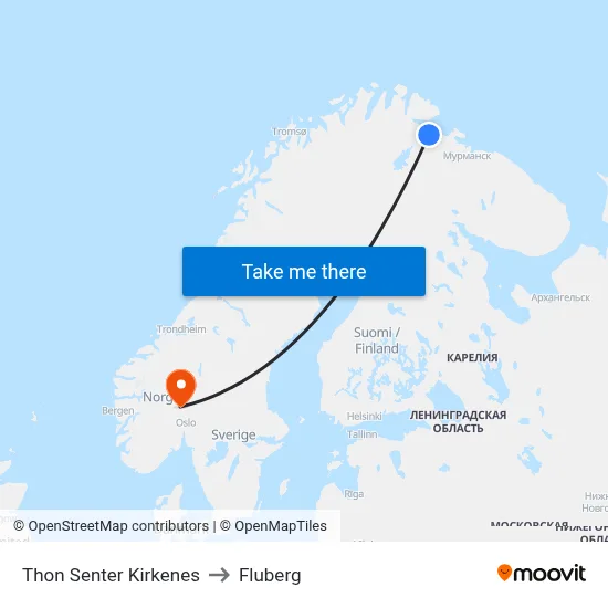 Thon Senter Kirkenes to Fluberg map